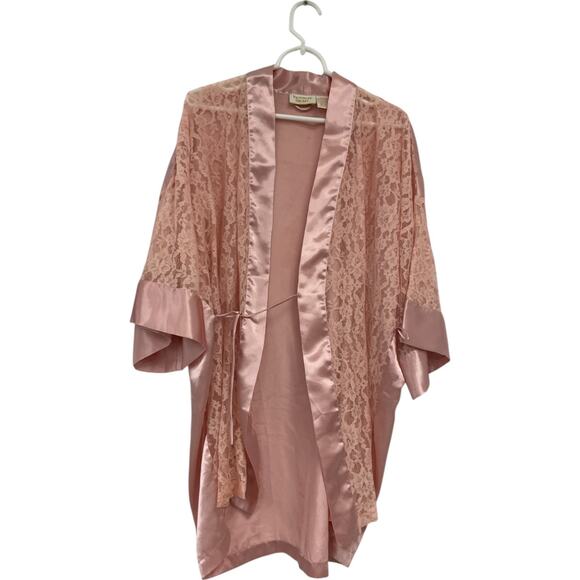 Victoria's Secret Other - Victorias Secret Pink Robe Womens One Size Vintage 90s Lace Satin Boudoir